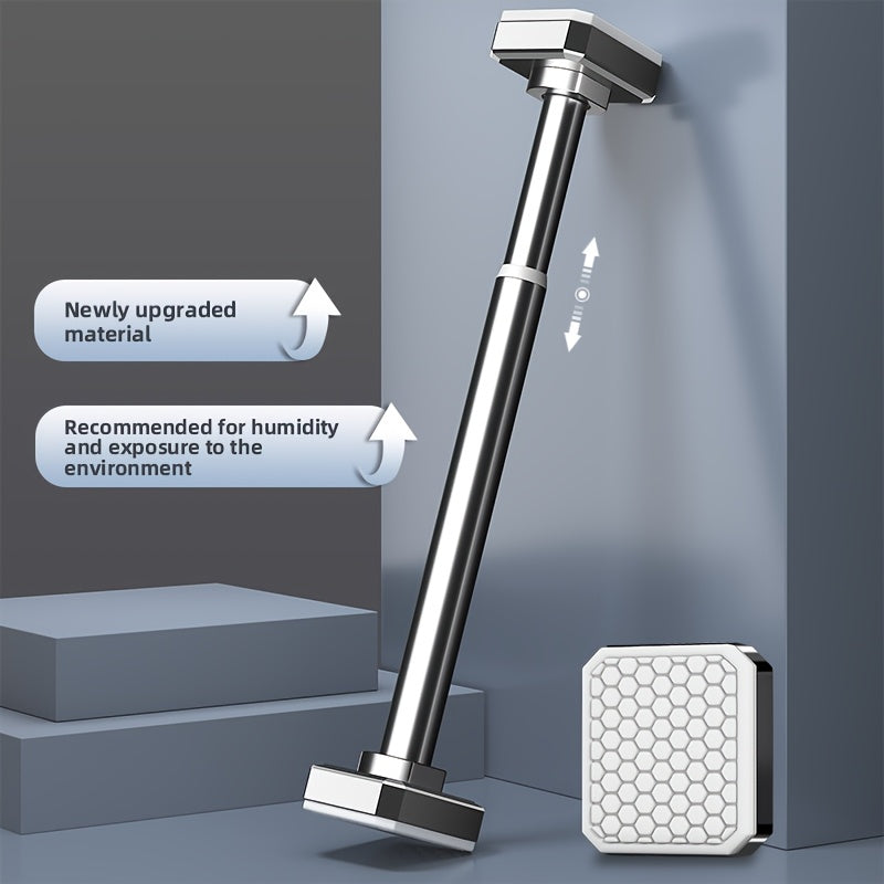 Tension Curtain Rod No Drill Telescopic Shower Bathroom Towel Rack Adjustable Hanging Rod Balcony Coat Hanger Drying Rod