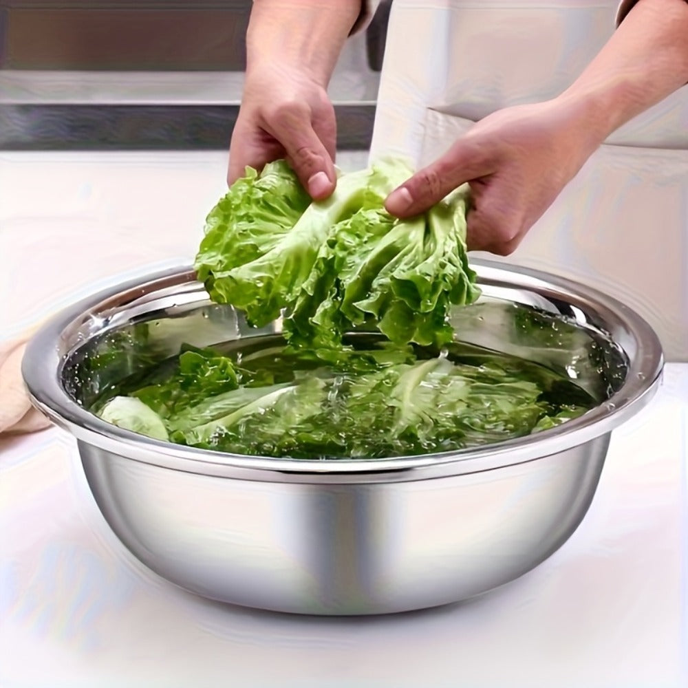 Large Stainless Steel Mixing Bowl | 304 Heavy-Duty Salad & Wash Basin, Hammer Finish, Non-Slip Base, Rounded Edges ¨C Kitchen, Laundry, Utility Sink, Commercial & Home Use
