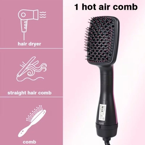 3-in-1 Hot Air Brush Hair Dryer Straightener Comb | Ionic Blow Dryer Brush with Negative Ion Frizz Control, Anti-Scald, Wet & Dry Use ¨C Salon Styler for All Hair Types, 110V