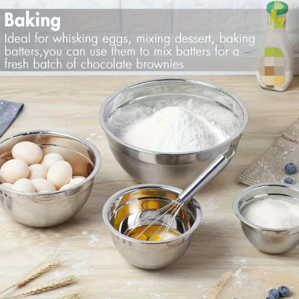 Stainless Steel Mixing Bowls with Airtight Lids Set of 14 Seven Nesting Bowls 0.7 to 4.5QT for Mixing Serving Salad Food Prep Kitchen Storage