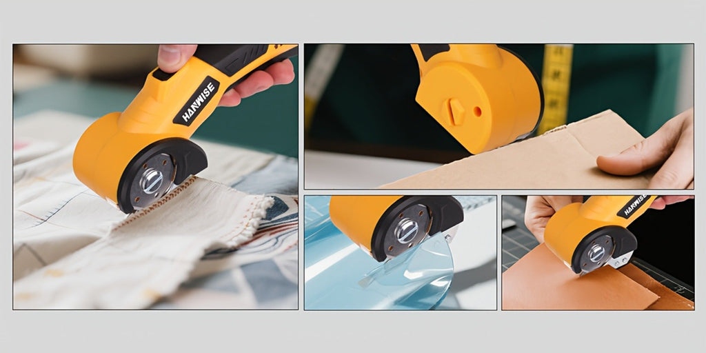 Electric Scissors Cordless 4.2V Rotary Cutter with 2000mAh Battery ¨C 10000 RPM, Safety Lock, LED Light, Anti-Slip Handle, Fabric Cutting Machine for Clothing, Cardboard, Carpet, Leather & Craft Projects
