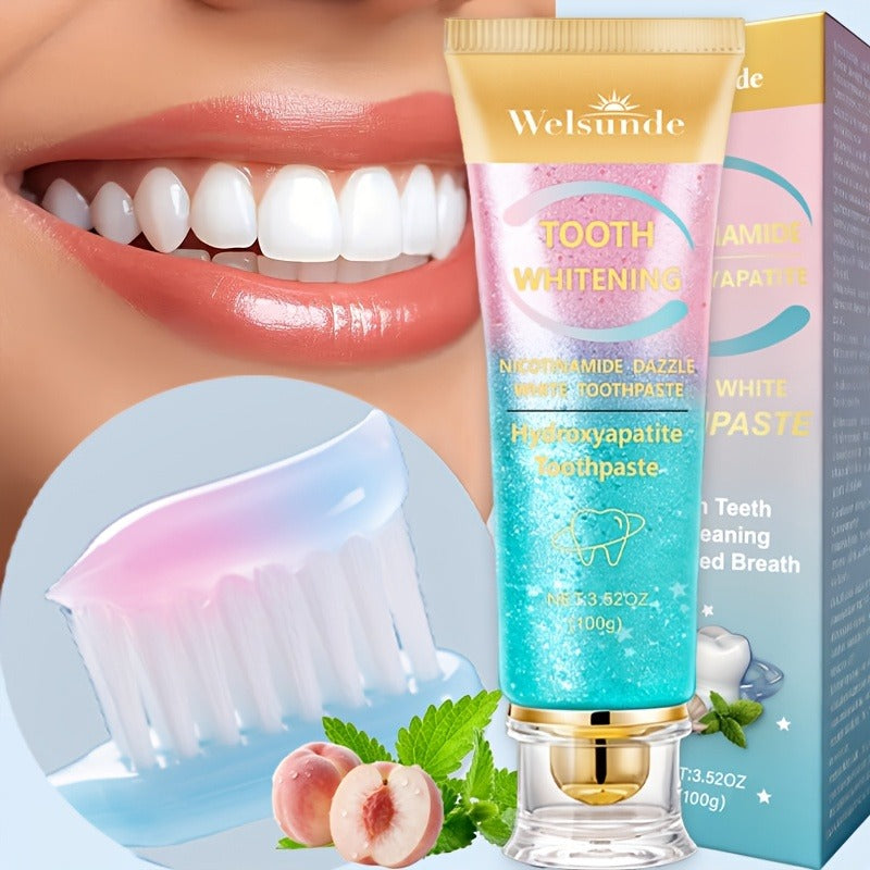 Niacinamide Toothpaste for Whitening & Deep Cleaning - Gentle Natural Care, Mint Peach Flavor, Freshens Breath, Travel-Friendly 3.52oz, Premium Daily Oral Care Toothpaste with Niacinamide