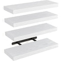 Floating Shelves for Wall 4pcs 15.8in ¨C Wall Mounted Shelf with Invisible Bracket for Bathroom, Living Room, Bedroom, Kitchen, Office Decor | Brown, White, Black
