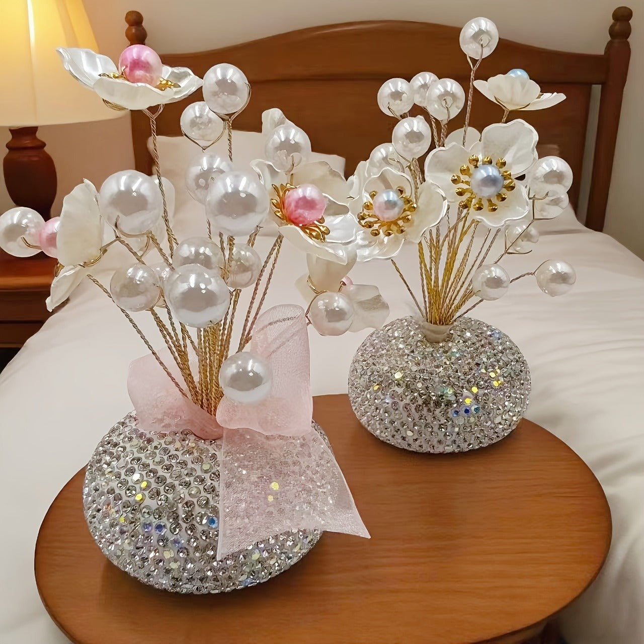 Crystal Flower Car Decoration Handmade DIY Simulation Crystal Flowers for Car Center Console Dashboard Home Decor Holiday Party Birthday Gift Mother's Day Valentine's Day