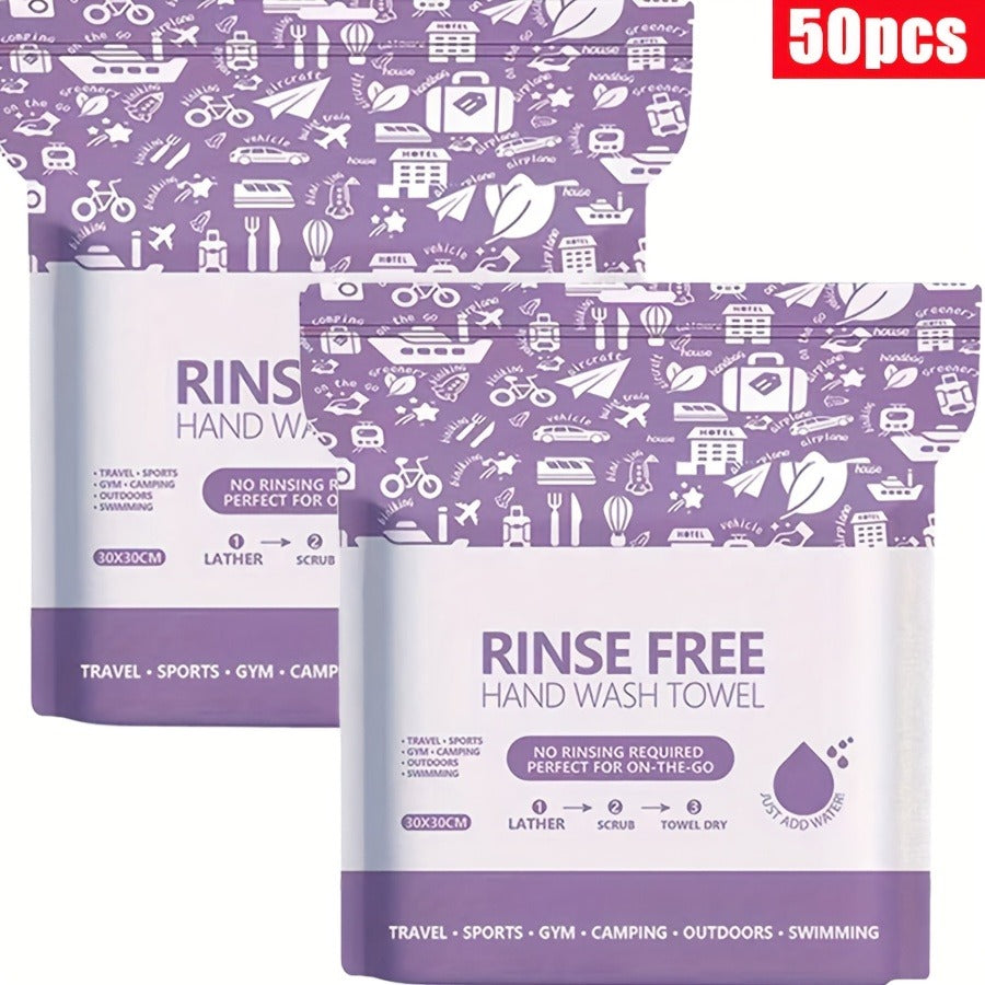 Disposable No-Rinse Soap Towel Sheets for Travel Camping Gym - Portable Foam Bath Towel Sensitive Skin Safe Wet Lather Dry All-In-One Body Wash Towel 25/50/100/250pcs