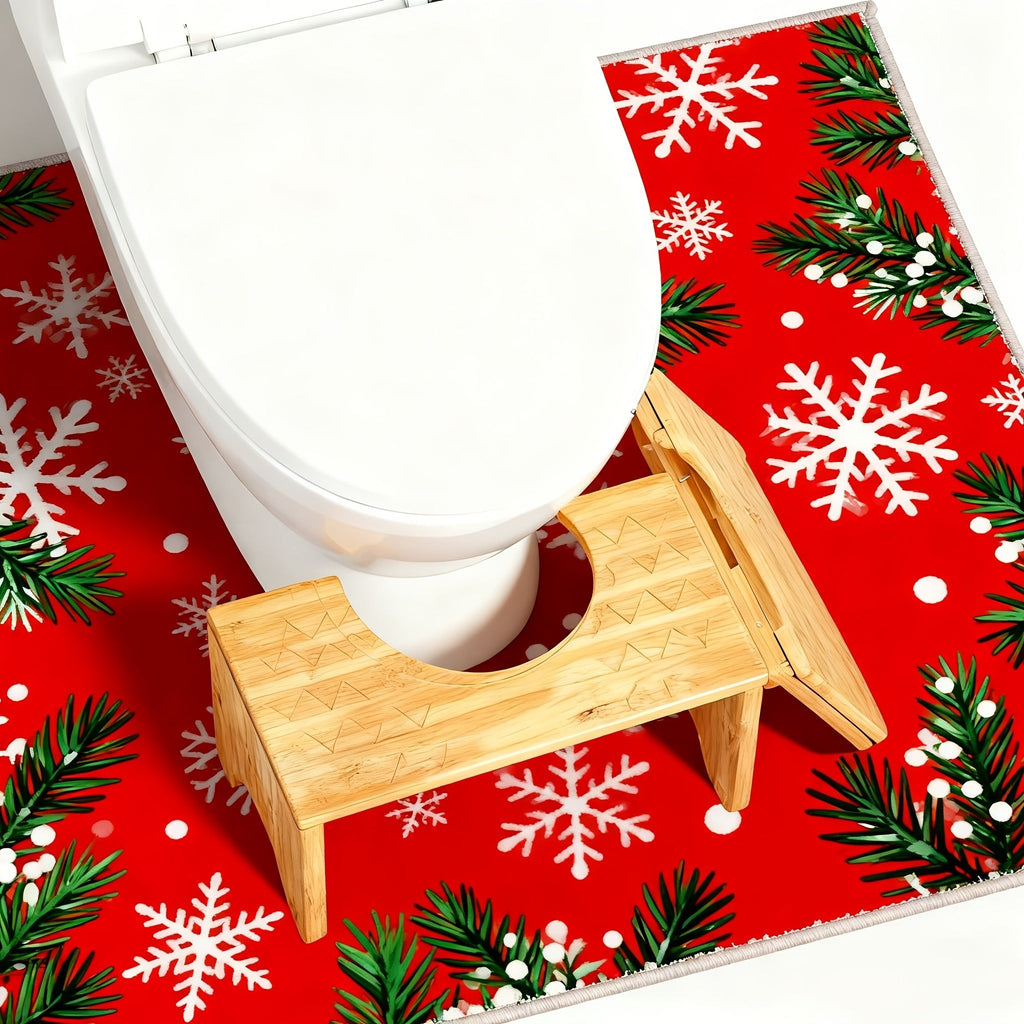 Toilet Stool Foldable Bamboo Squatting Stool ¨C Ergonomic 7-Inch Height for Natural Constipation Relief | Collapsible Non-Slip Bathroom Footstool for Space Saving, Travel & Easy Storage