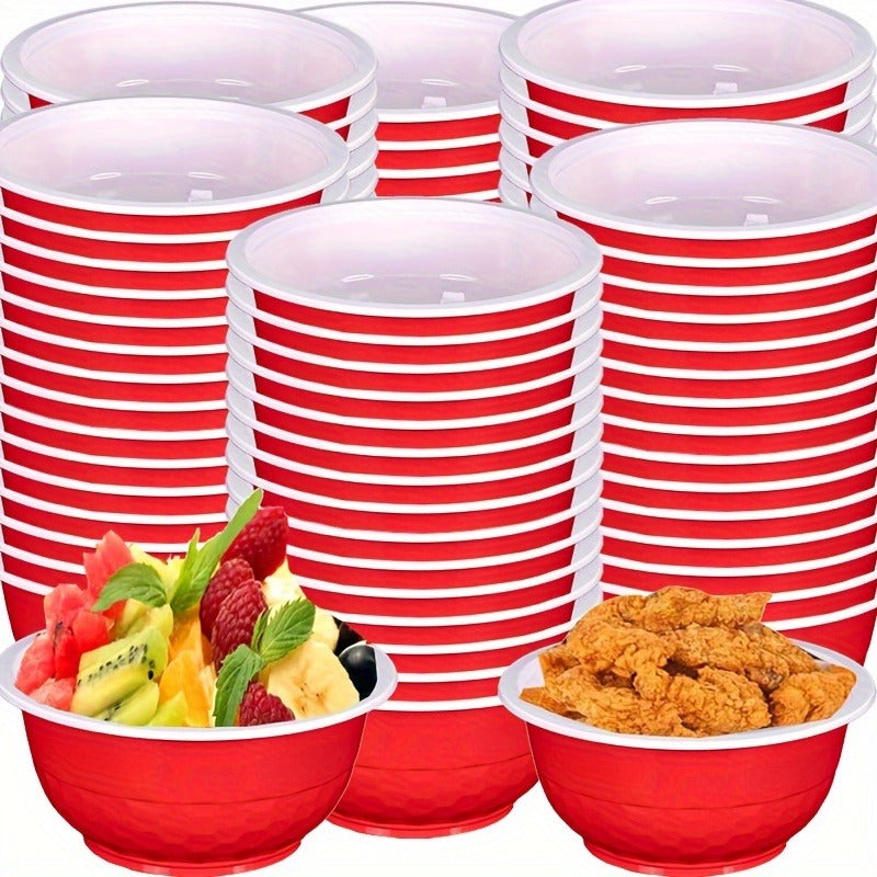 Plastic Bowls 120 Pack 13oz Disposable Serving Bowls with Football Print for Party Wedding Picnic BBQ Ice Cream Salad Snack Soup Red Yellow Green