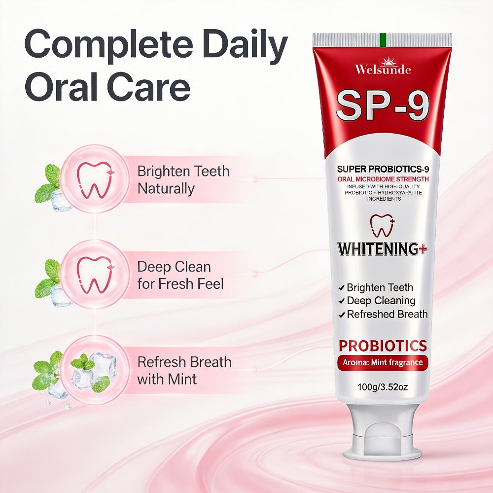 Probiotic Toothpaste with Hydroxyapatite ¨C Super Probiotics-9 European Formula, Deep Cleaning & Gum Care, Mint Fresh Breath, Teeth Brightening Oral Care Gift for Women & Men, 100g