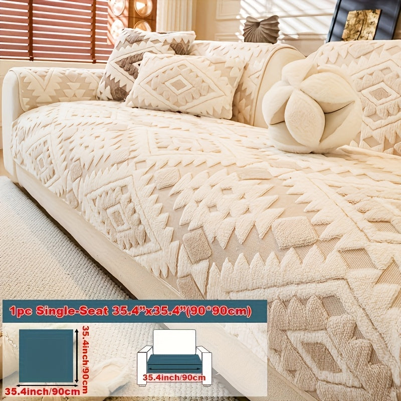 Thick Plush Sofa Cover Non-Slip Pet Friendly Machine Washable Couch Slipcover Furniture Protector for Living Room Bedroom Office Armrest to 4-Seat Multiple Colors