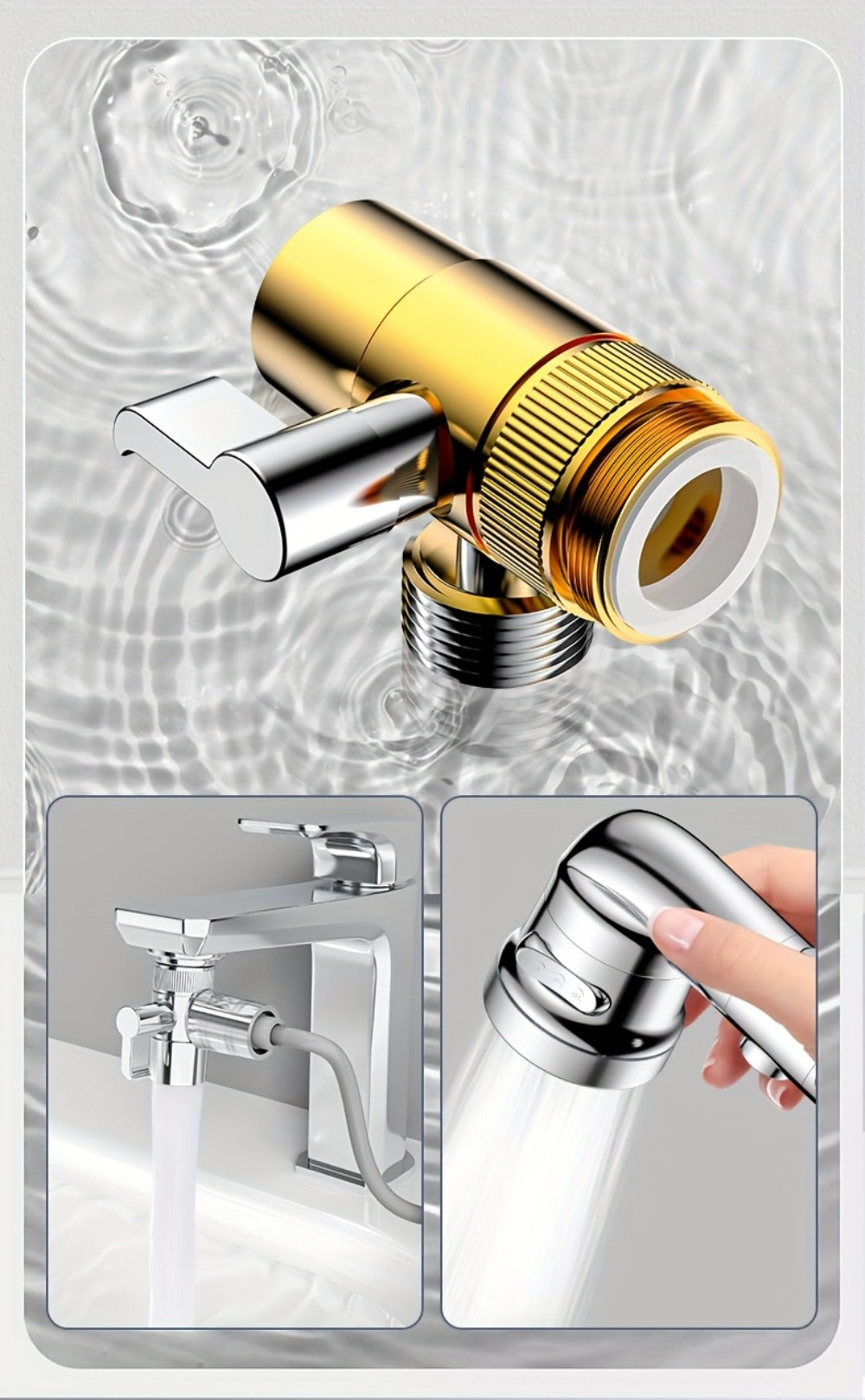 Faucet Extender Pull-Out Retractable Showerhead for Washbasin - Hot & Cold Compatible Hair Washing Sink Sprayer, Basin Extension Attachment for Bathroom Sink, 1-Speed & 3-Speed Options