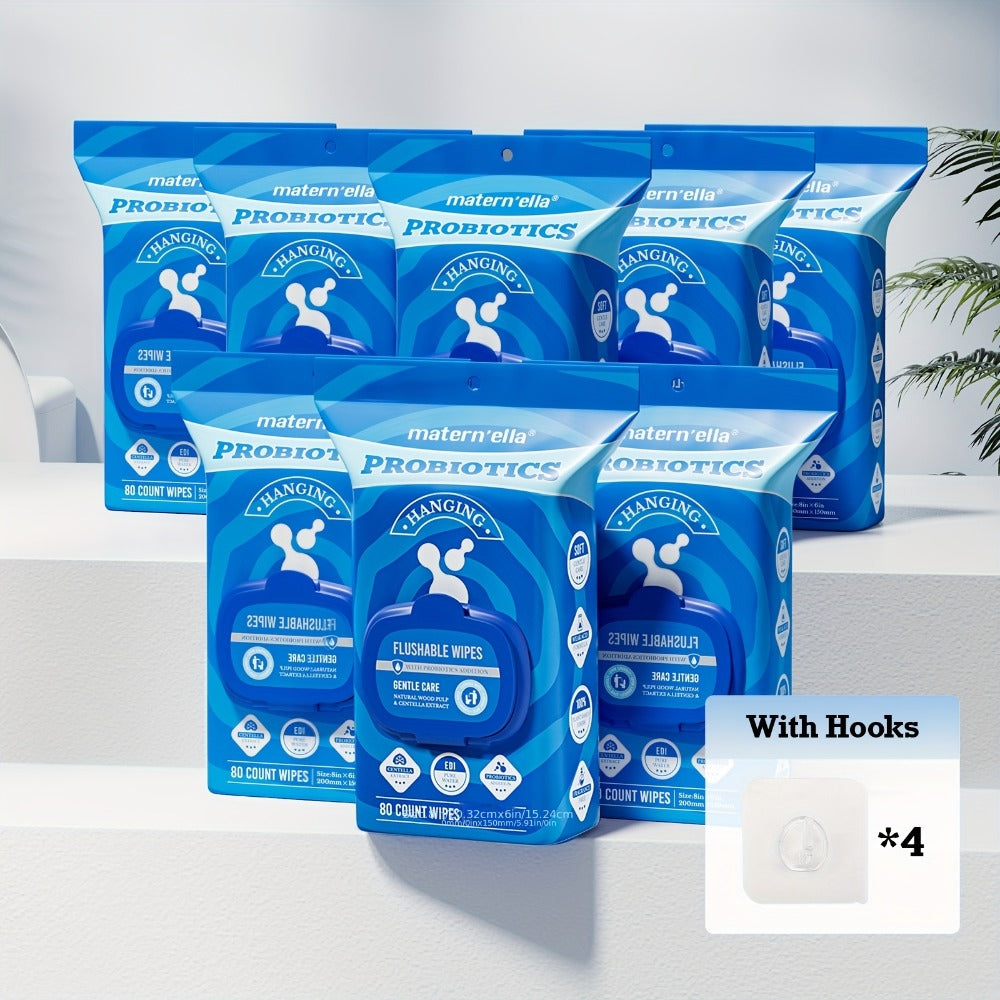 Flushable Wet Wipes for Adults with Probiotics ¨C Plant-Based Fibers, Fragrance Free, Sewer Safe, Soft & Thick Disposable Butt Wipes, Travel & Camping Must-Have, for Incontinence & Personal Care (3/5/6/8 Packs)