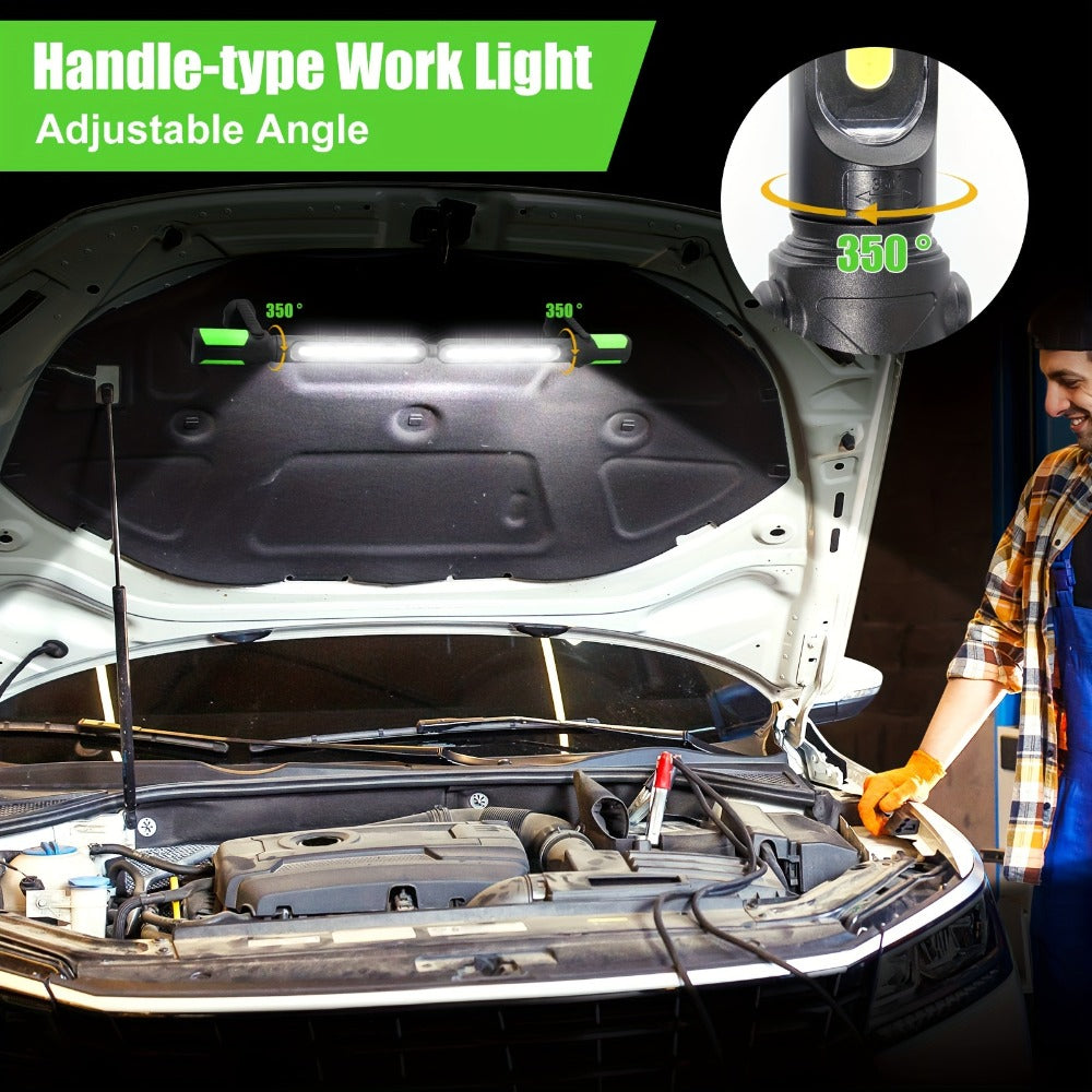 LED Work Light Rechargeable Cordless with Magnetic Base & Hook ¨C Portable Mechanic Floodlight, Adjustable Brightness, Motion Sensor Control, Waterproof for Car Repair, Workshop, Garage, Outdoor & Emergency Use