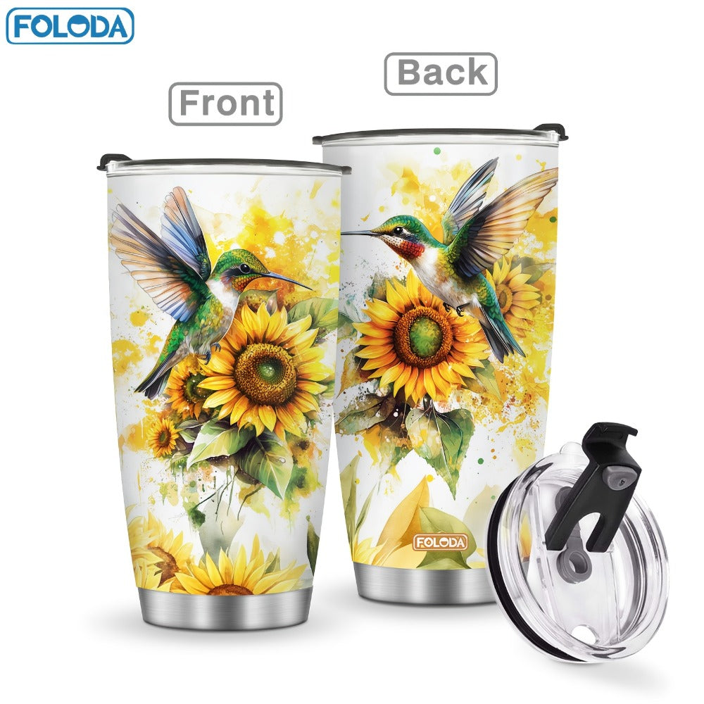 Hummingbird Flower Vacuum Insulated Travel Tumbler 20oz ¨C Gift for Mom Grandma Sister Daughter Birthday Valentine's Day