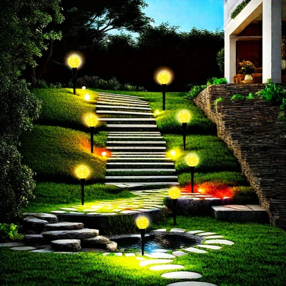 Solar LED Garden Path Lights 30pcs Bubble Shape | Auto On at Night | Waterproof Outdoor Stake Lights | Colorful & Warm White | Lawn Landscape Lights for Garden Patio Wedding Party Festival