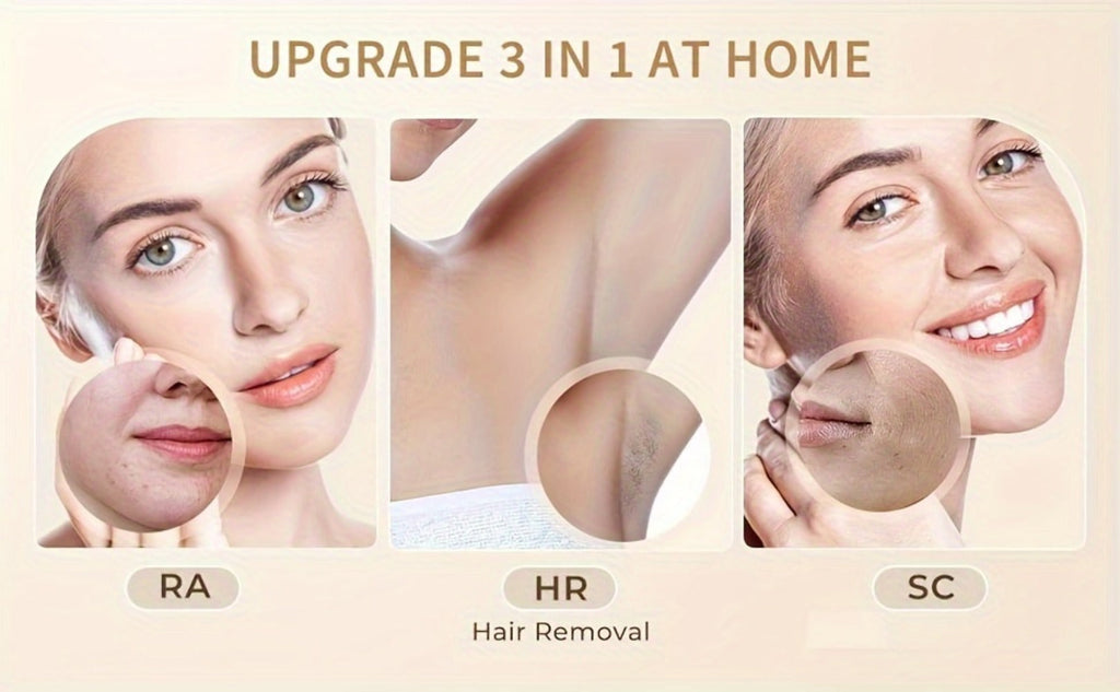 IPL Hair Removal Device for Women & Men, 999,000 Flashes Permanent Hair Remover with 3 Functions (HR/SC/RA), 9 Energy Levels, 2 Light Modes, Full Body Use ¨C Face, Legs, Bikini, Underarms