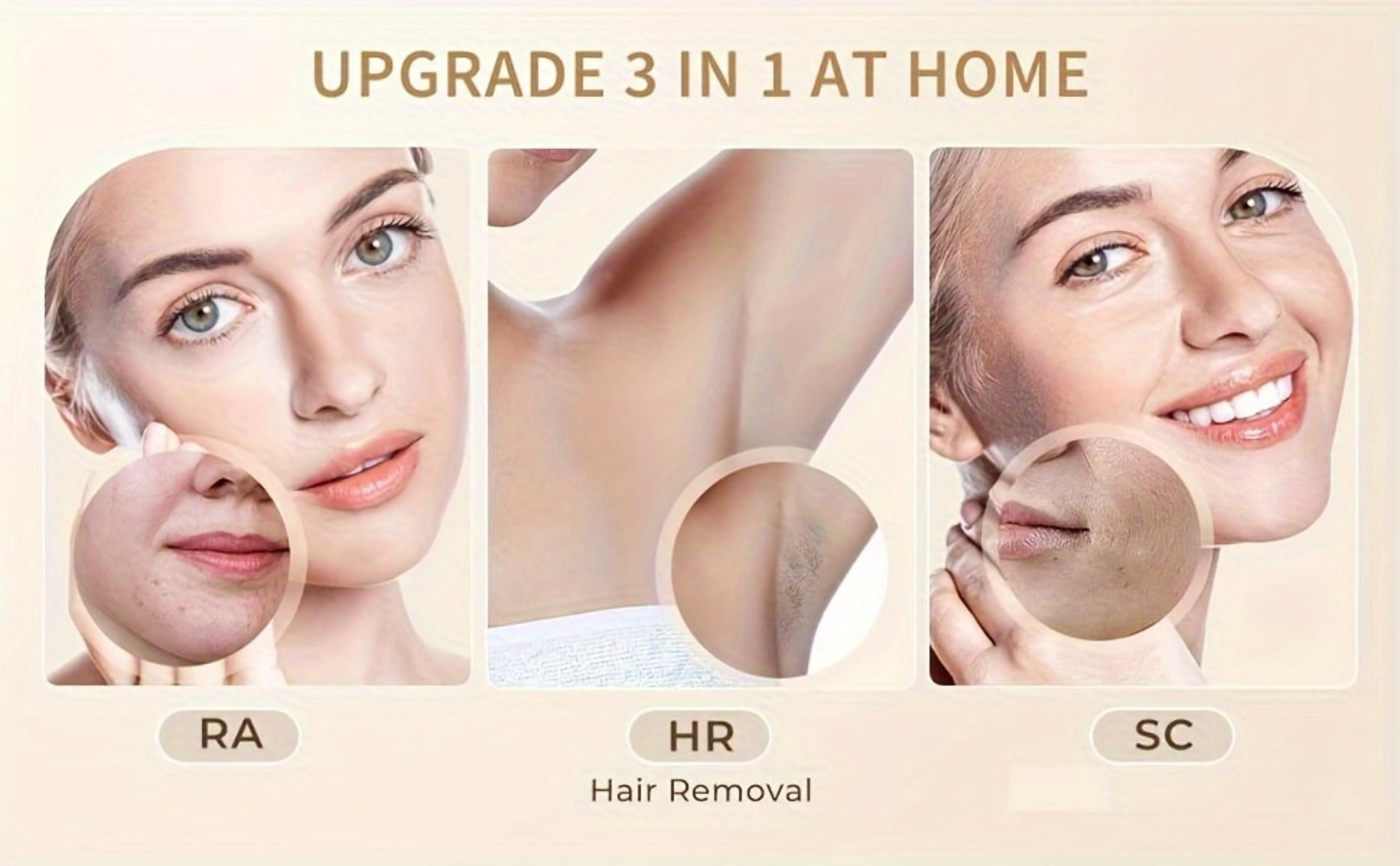 IPL Hair Removal Device for Women & Men, 999,000 Flashes Permanent Hair Remover with 3 Functions (HR/SC/RA), 9 Energy Levels, 2 Light Modes, Full Body Use ¨C Face, Legs, Bikini, Underarms