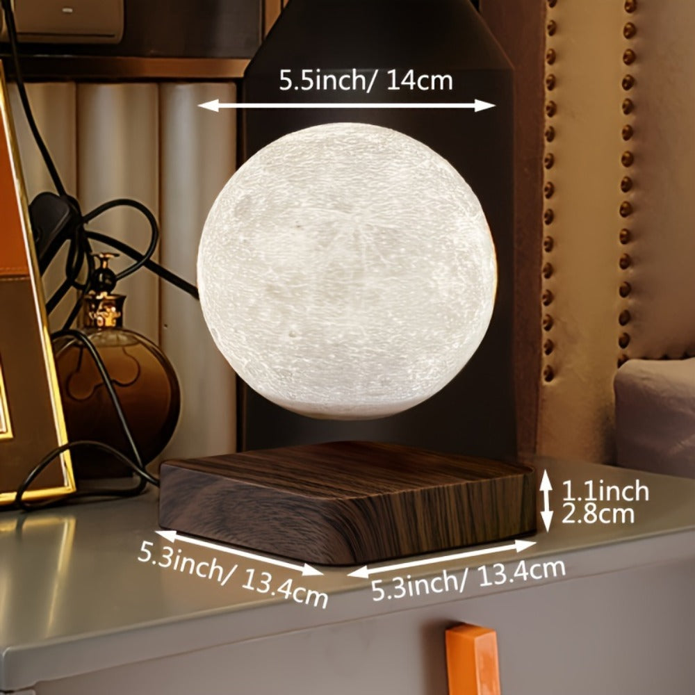 Levitating Moon Lamp Magnetic Floating Spinning Luna Night Light 3 Color Modes LED Moon Light for Home Office Desk Decor Bedroom Cool Tech Gadget Gift Idea