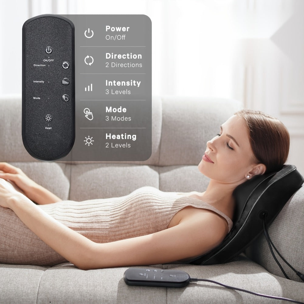 Neck Massager Pillow Heated Acupressure Electric Deep Tissue Kneading for Neck Shoulder Back Leg Muscle Relaxation Gift for Mom Dad Women Men