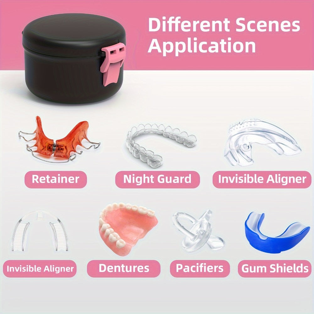 Retainer Case Leak-Proof Round Aligner Storage Box - Clear Orthodontic Retainer Case, Sealed Denture Storage Container for Invisalign, Braces & Dental Aligners, Portable & Hygienic