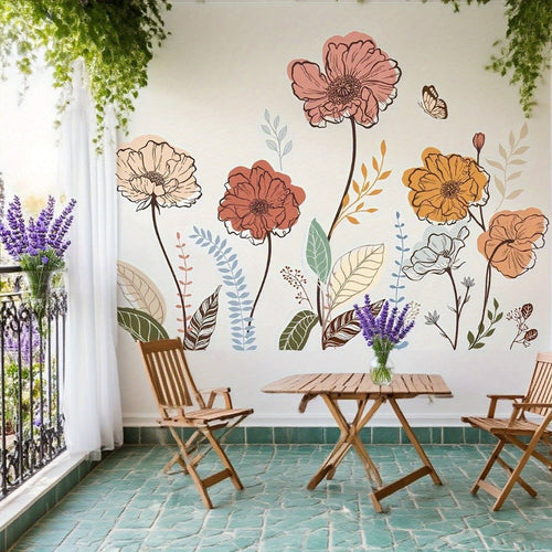 Bohemian Floral Wall Decals Self-Adhesive Wildflower Stickers for Living Room Bedroom TV Wall Art Decor ¨C Flowers & Fruits Peel and Stick Removable Wall Stickers Home Decoration