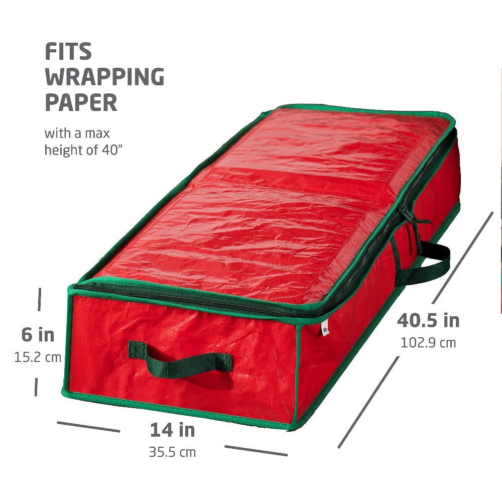 40-Inch Waterproof Holiday Storage Bag - Large Underbed Organizer with Zipper, Interior Pockets & Dustproof Cover for Christmas Decorations, Gift Wrap & Seasonal Items