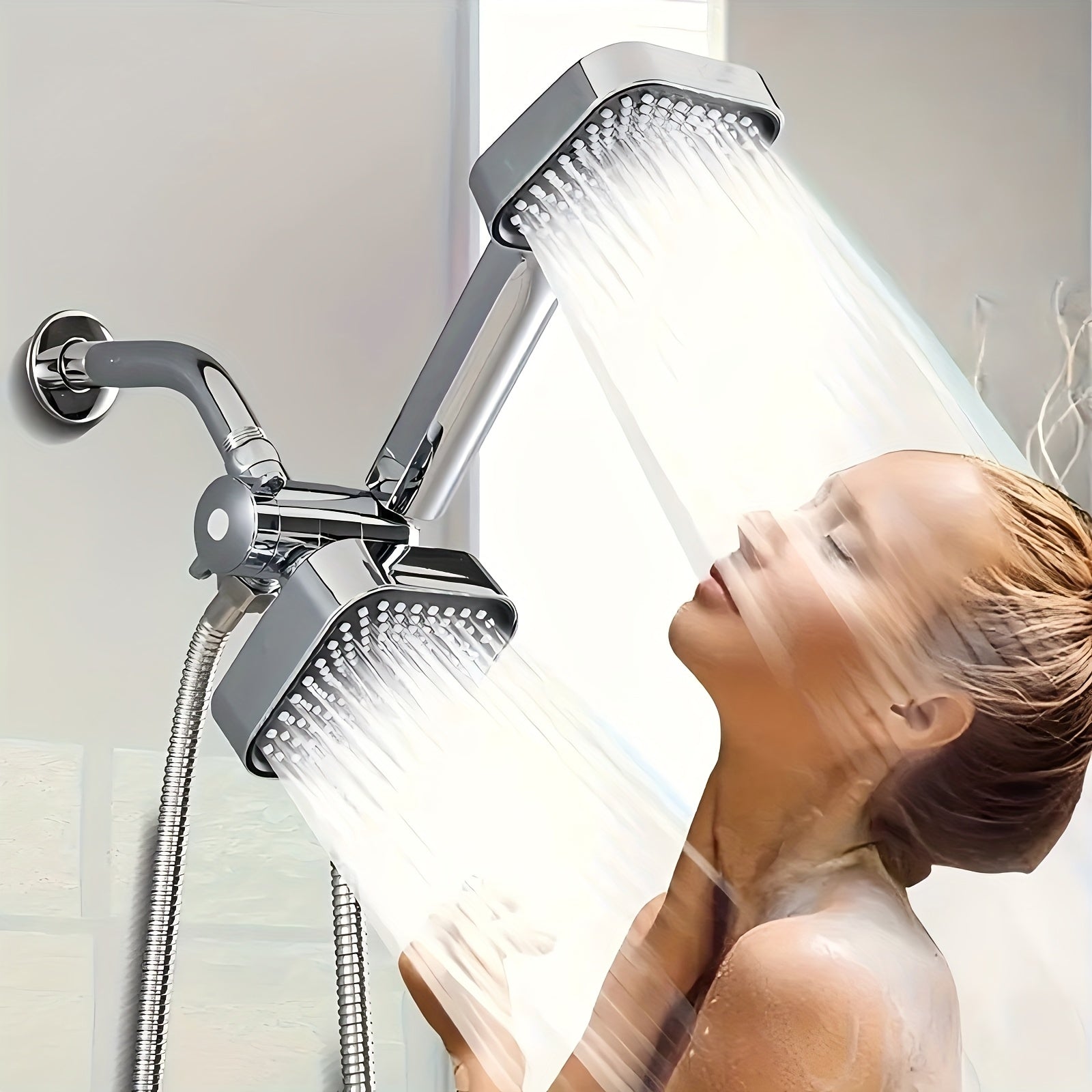 2-in-1 High Pressure Handheld Shower Head Set with Rain Showerhead ¨C Long Hose T-Valve ABS Wall Mount Bathroom Upgrade