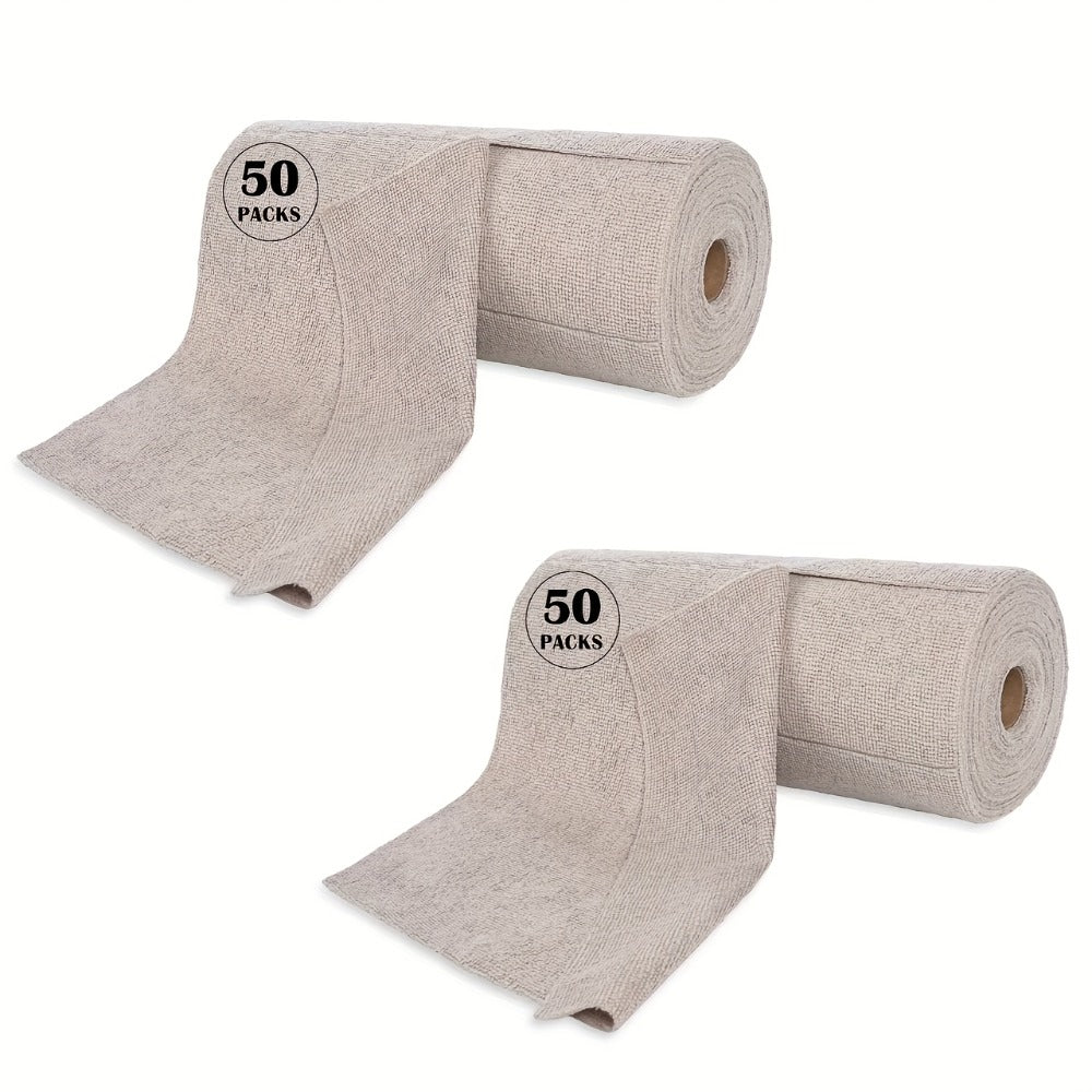 Microfiber Cleaning Cloths Reusable Paper Towel Roll Replacement ¨C Washable Absorbent Tear-Away Dishcloths for Kitchen, Bathroom & Car | Eco-Friendly Rags 50 or 100 Pack, 12x12 Inch