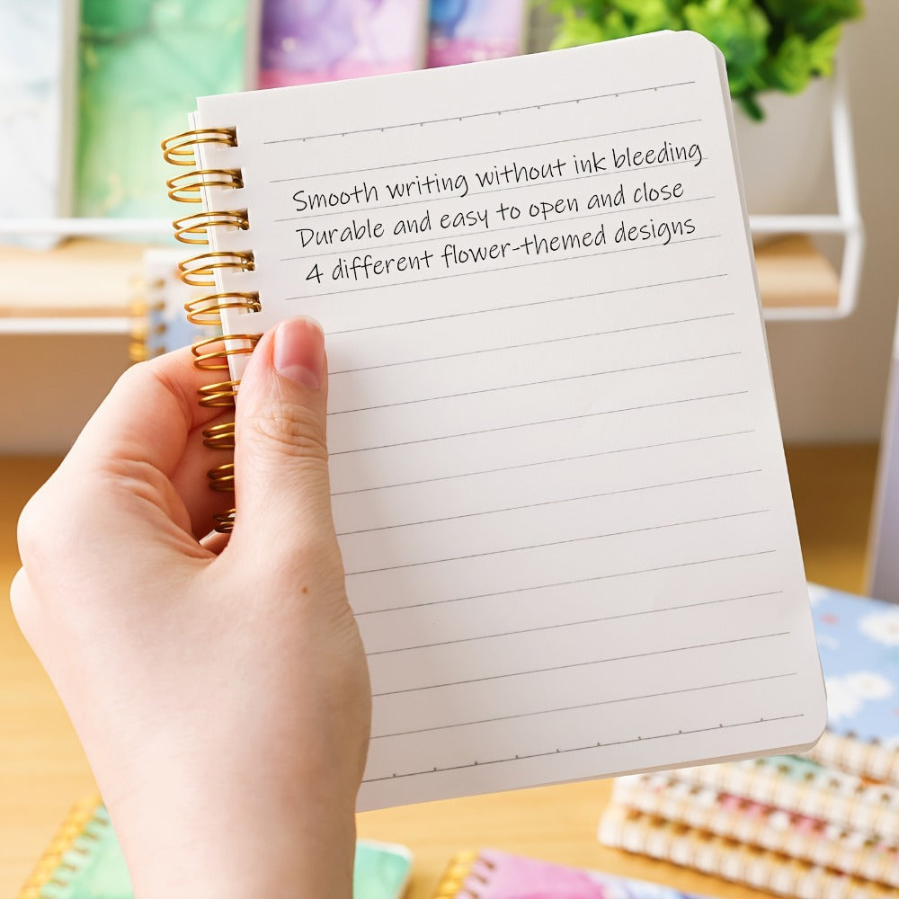 A6 Spiral Notebooks 8 Pack - Floral Design College Ruled Journals with Tear-Off Pages | Portable Memo Pads for Students & Office | Gift Set