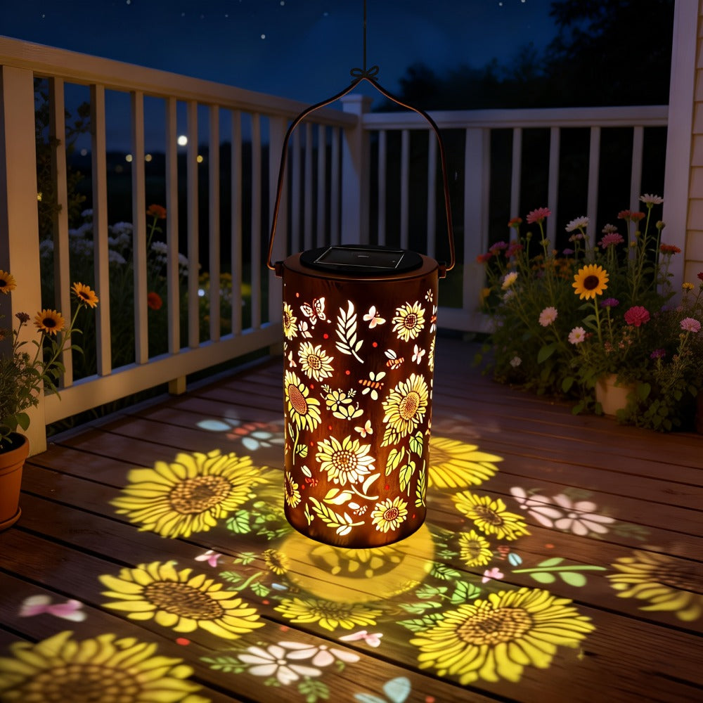 Solar Garden Lantern Outdoor IP65 Waterproof, Hummingbird Butterfly Sunflower Decorative Stake Light, Hand-Painted Solar Powered Yard Patio Porch Decor, Gift for Mom Grandma, Christmas Garden Decoration