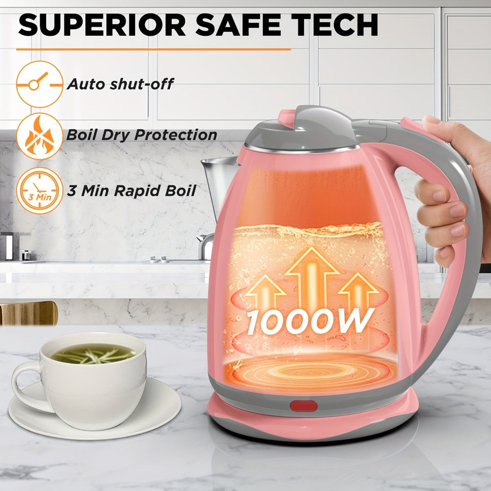 Hot Water Boiler Electric Kettle 1.8L Stainless Steel Fast Boiling Auto Shut-Off Countertop Instant Kettle for Coffee Tea Maker Pink White