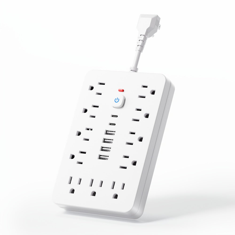 Extension Cord Power Strip with USB Ports 11 AC Outlets 4 USB-A 2 USB-C Surge Protector Overload Protection Short Cord 5FT 10FT for Home Office Study School Desk Charging Station White Black