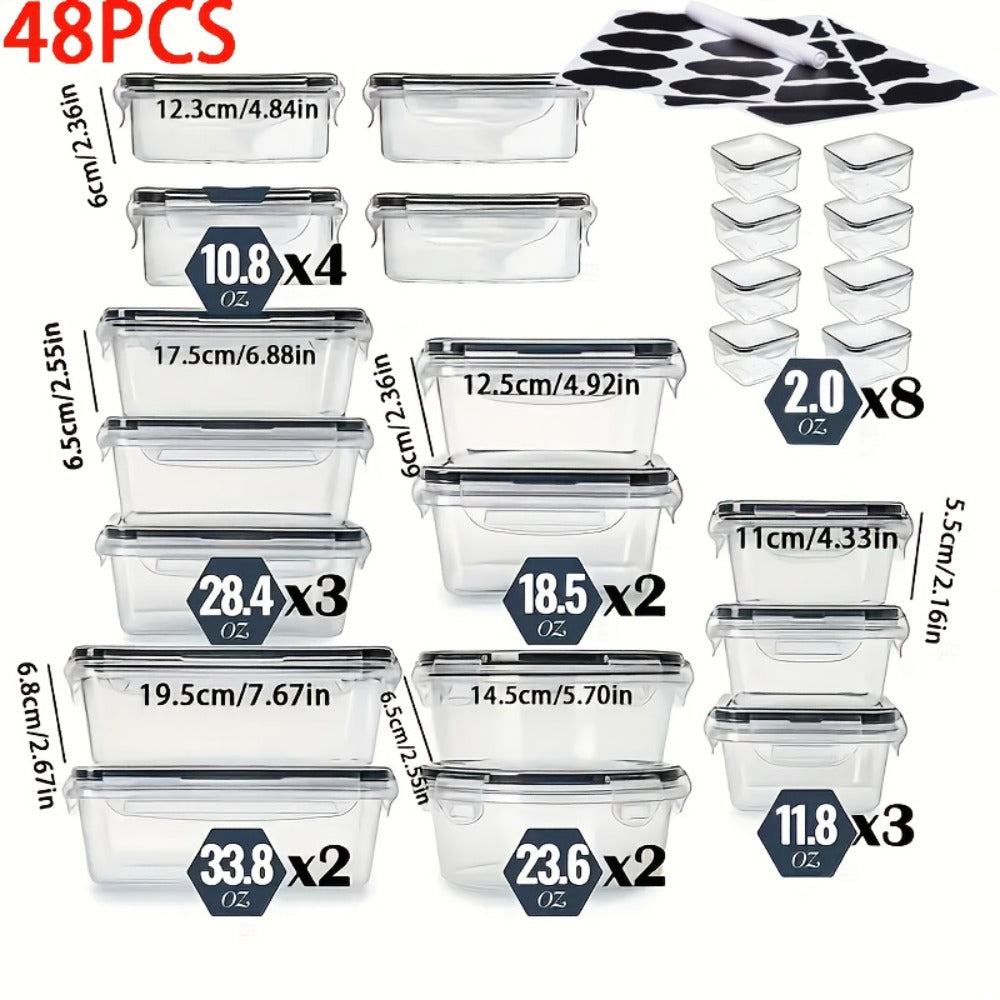 Food Storage Containers Set BPA-Free Airtight ¨C Meal Prep Containers with Easy-Snap Lids Labels & Marker 24 48pcs Pantry Kitchen Organizer