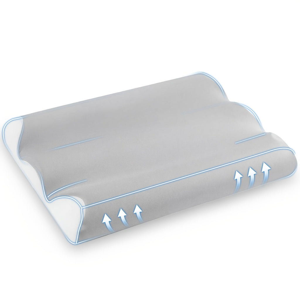 Memory Foam Cervical Pillow Ergonomic Contour Neck Support Orthopedic Bed Pillow for Side Back Stomach Sleepers with Cooling Pillowcase Queen King