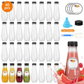 40pcs 12oz Empty Plastic Juice Bottles with Caps Bulk Reusable Clear Bottles for Juice Smoothies Tea Coffee 7.3x2.36in with Funnel & Brush