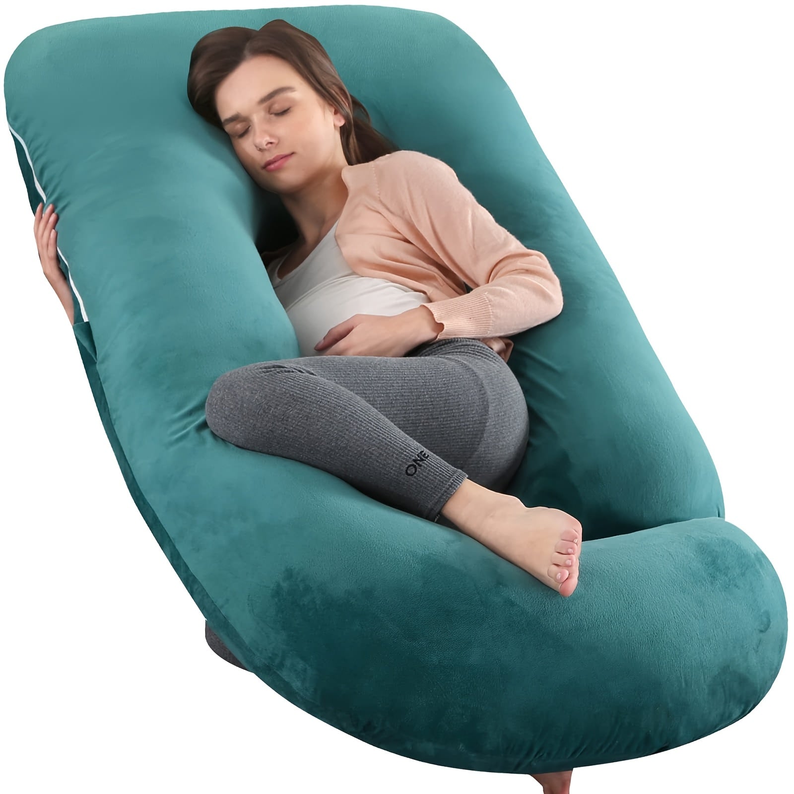 Maternity Pillow Full Body Pillow J-Shaped Pregnancy Pillow with Removable Cover Back Leg Tummy Support Multiple Styles & Sizes