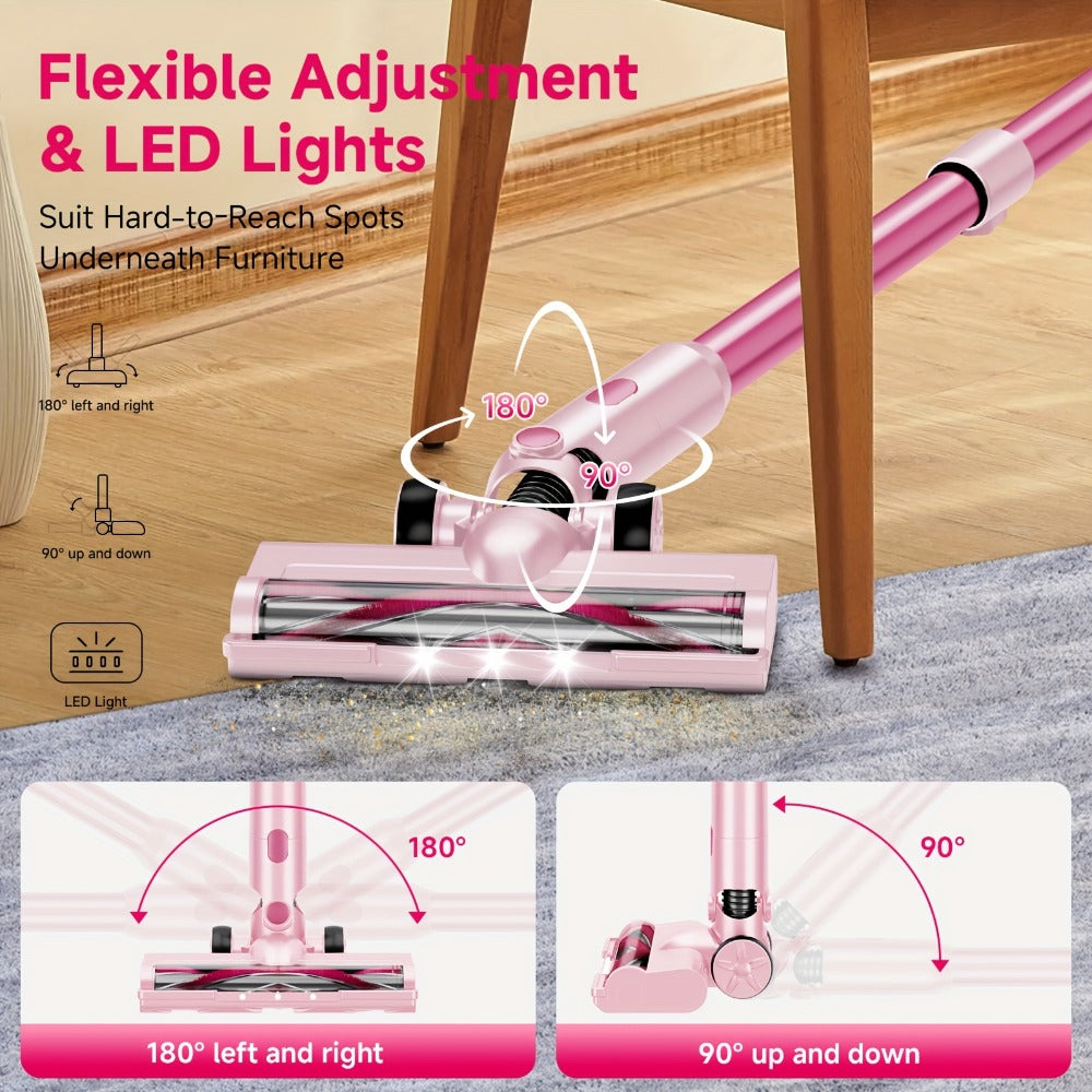 Cordless Vacuum Cleaner 55KPa 8-in-1 Stick Vacuum with LED Light 180¡ã Swivel Lightweight Wireless for Hardwood Carpet Pet Hair Stairs Car Sofa Home Office
