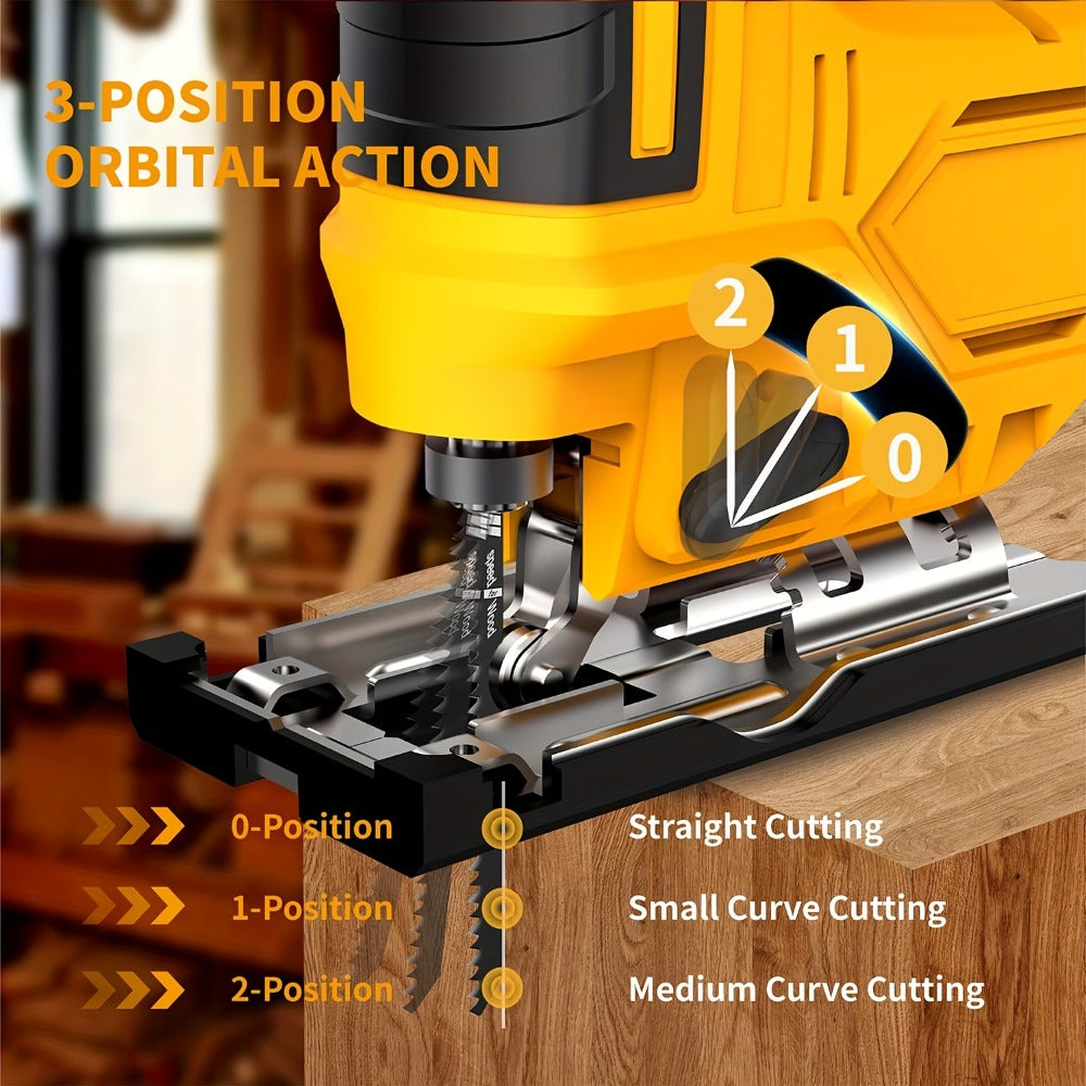 Cordless Jigsaw Compatible with Dewalt 20V Battery ¨C LED Work Light, 0¡ã-45¡ã Bevel, 3 Orbital Settings for Straight Curved & Circular Cuts