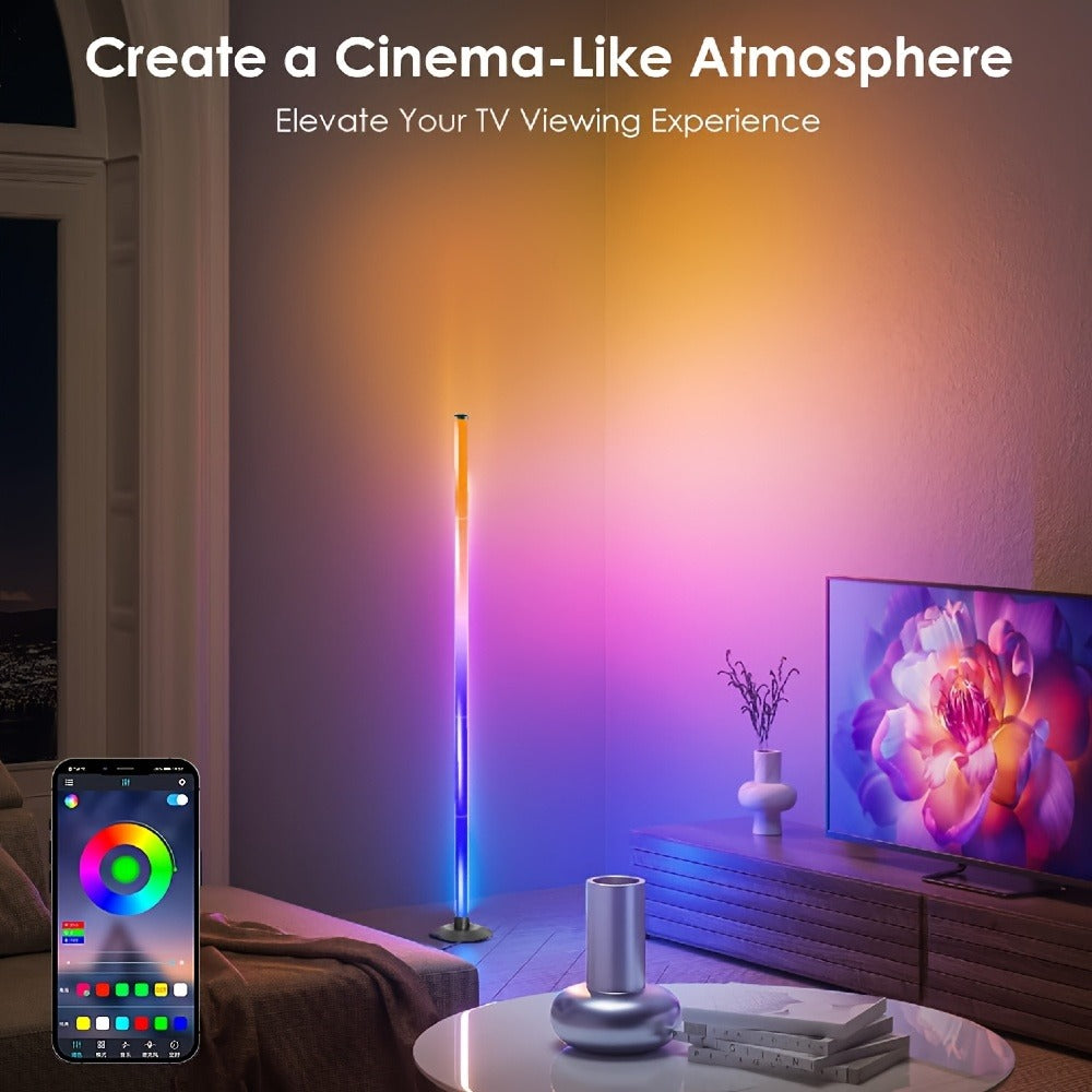 RGB Floor Lamp with Remote Control USB Powered | Color Changing LED Corner Lamp with Adjustable Brightness ¨C Modern Space-Themed Ambient Light for Living Room & Bedroom
