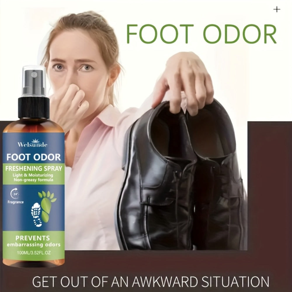 Foot & Shoe Deodorant Spray - Odor Control & Long-Lasting Freshness, Quick-Absorbing Non-Greasy Formula, Hypoallergenic, 100ml/3.52fl.oz, for Men & Women