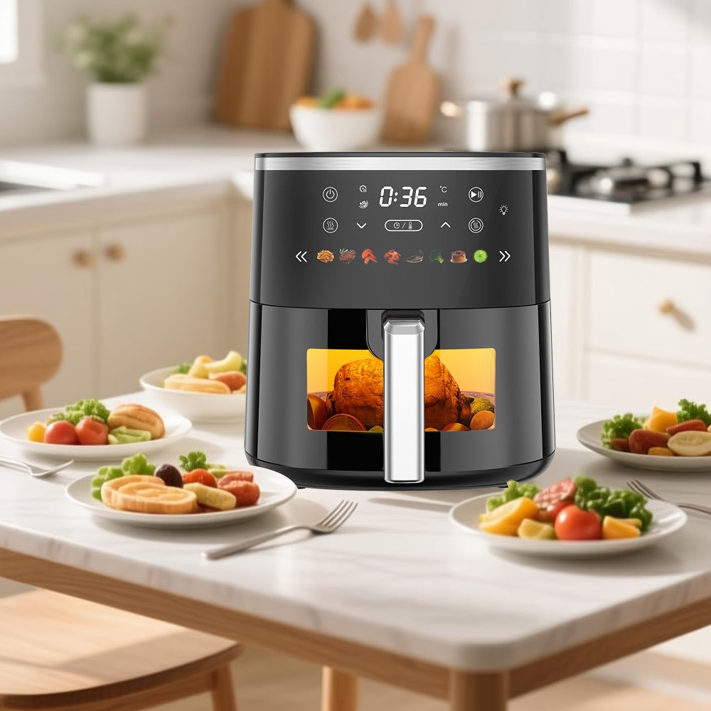 Air Fryer 6QT with 8 Preset Functions, Visible Window, Adjustable Temperature & Timer ¨C Large Capacity Oil-Free Cooker for Crispy Fries, Chicken, Vegetables & More, Easy to Clean Home Kitchen