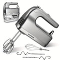 Electric Hand Mixer 6 Speed & Turbo with 5 Stainless Steel Accessories & Snap-On Storage Case ¨C Handheld Mixer for Whipping Cream Beating Eggs Mixing Cookie Cake Brownie Dough Batter | White Silver