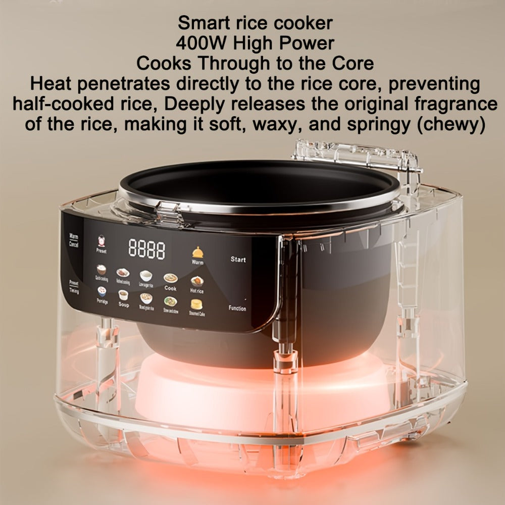 Rice Cooker 2L 4 Cups 10-in-1 Mini Multifunctional Compact Electric Rice Cooker for Rice Soup Stew Oatmeal Cake Steamed Vegetables Perfect for Small Kitchen Dorm Apartment