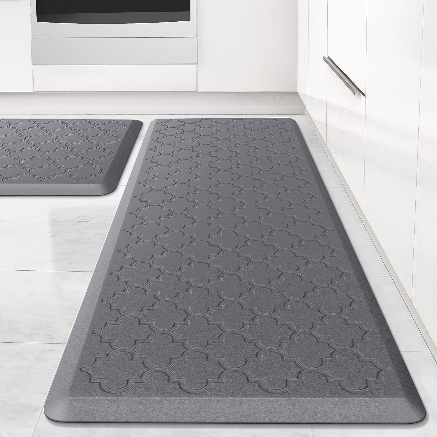 Anti-Fatigue Kitchen Floor Mat ¨C Cushioned PVC Foam Non-Slip Ergonomic Standing Mat for Kitchen, Office, Sink & Laundry, 2 Sizes ¨C Gray & Black