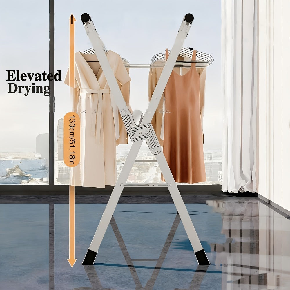 Foldable Clothes Drying Rack 3-Bar ¨C Heavy Duty Stainless Steel Collapsible Laundry Rack, Retractable 63¡± or 79¡± for Indoor & Outdoor Use ¨C Freestanding Portable Clothesline Drying Rack
