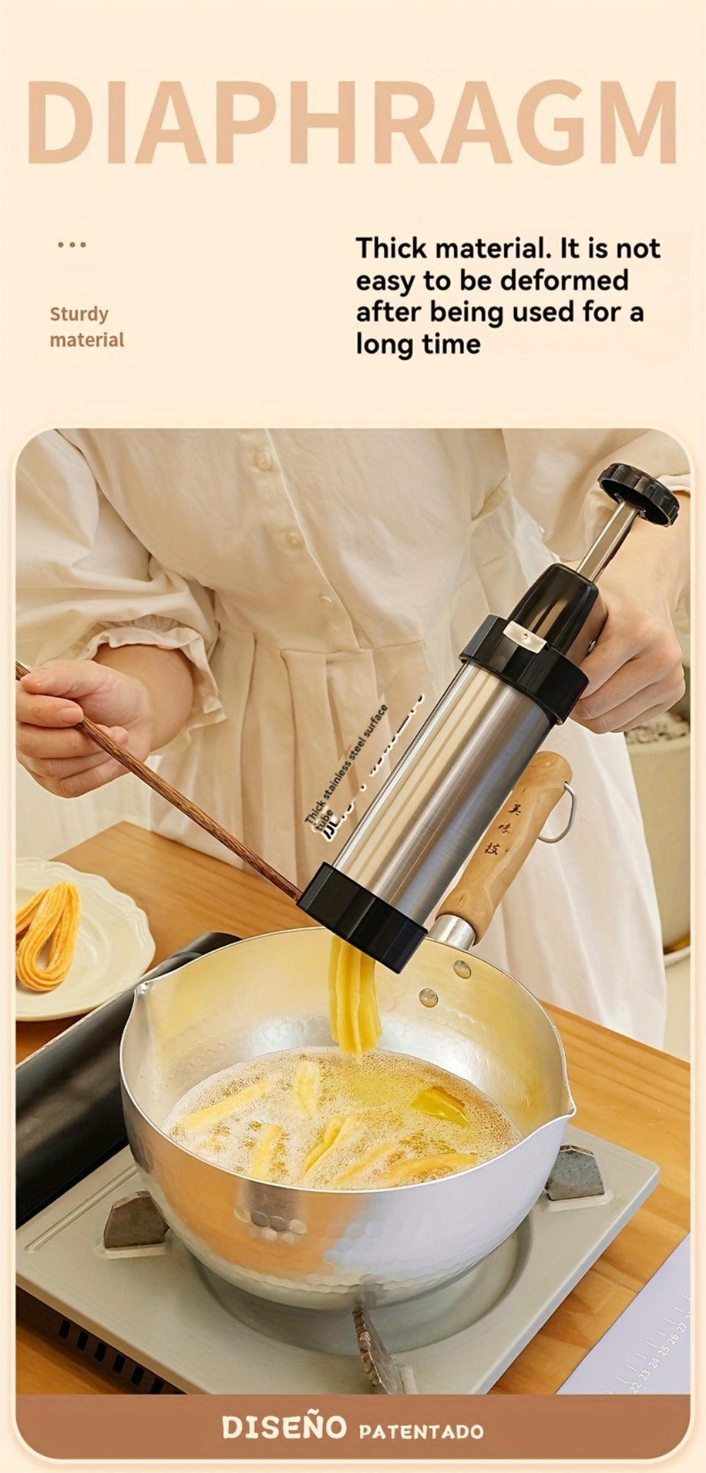 Cookie Press Set 8 Piece Stainless Steel Manual Churro Maker Flower Cookie Mold Baking Tool Set for Christmas Cookies Biscuit Decorating No Electricity Needed