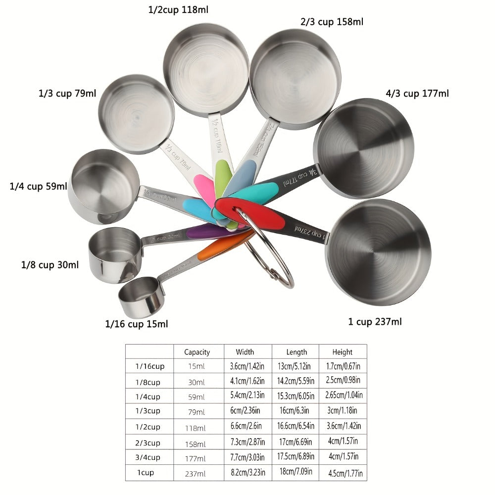 Measuring Cups and Spoons Set Stainless Steel, 8 or 17-Piece Stackable Baking Measuring Cup Set with Soft Handle for Wet and Dry Ingredients, Kitchen Baking Accessories, Black or Colorful