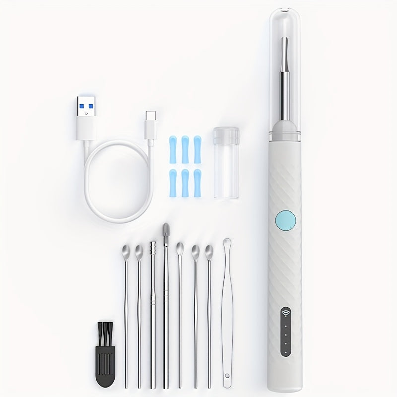 Ear Cleaning Camera Kit 1080P HD Rechargeable Lithium Battery ¨C 6 Ear Spoons, Ear Tweezers, Visual Ear Wax Removal Tool Compatible with All Smartphones for Adults Safe Home Ear Care