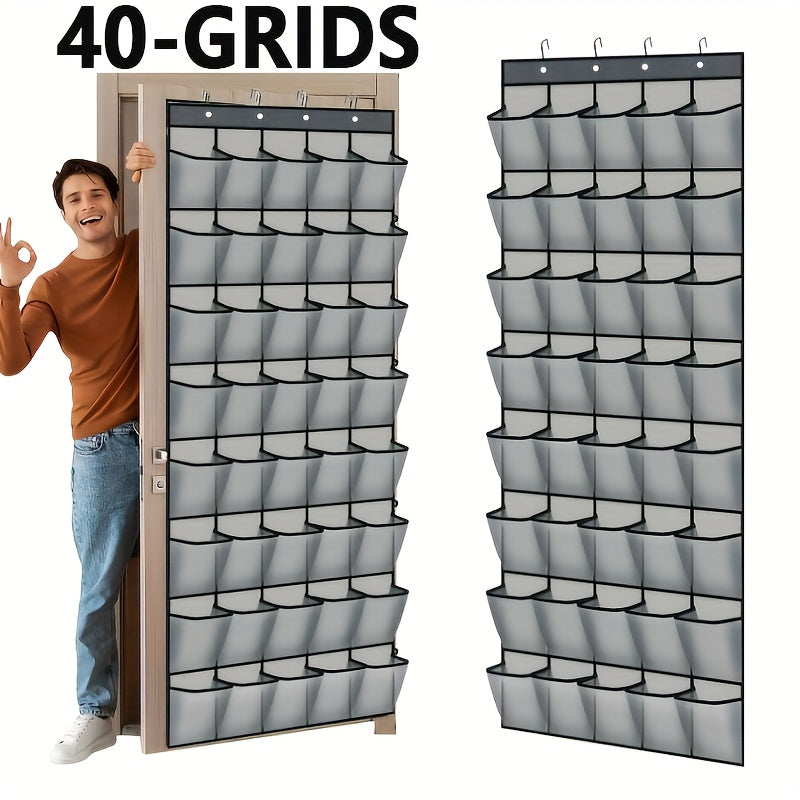 Over the Door Shoe Organizer Hanging Mesh Pocket | 28 35 40 Compartments 7-8 Layer with Hooks | Behind Door Storage Rack for Closet Dorm Room Bedroom Classroom Bathroom
