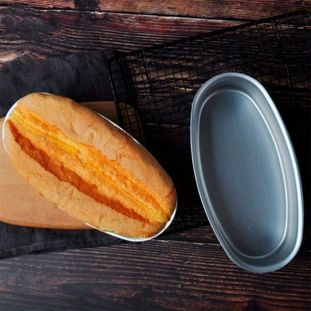 Nonstick Oval Cheese Bread Pan Set of 2, Aluminum Baking Pan for Bread, Cake and Meat, Oven Safe Loaf Mold for Home and Bakery, Cheesecake Baking Mold