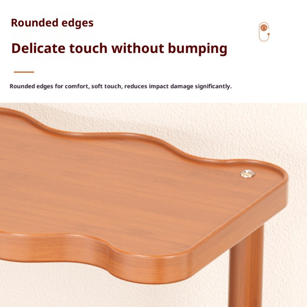 Ladder Cup Holder Rack 2-3 Tier Wave Style | Countertop Organizer for Coffee Mugs Teacups Water Glasses | Kitchen Counter Dining Table Entryway Dessert Display Shelf Brown